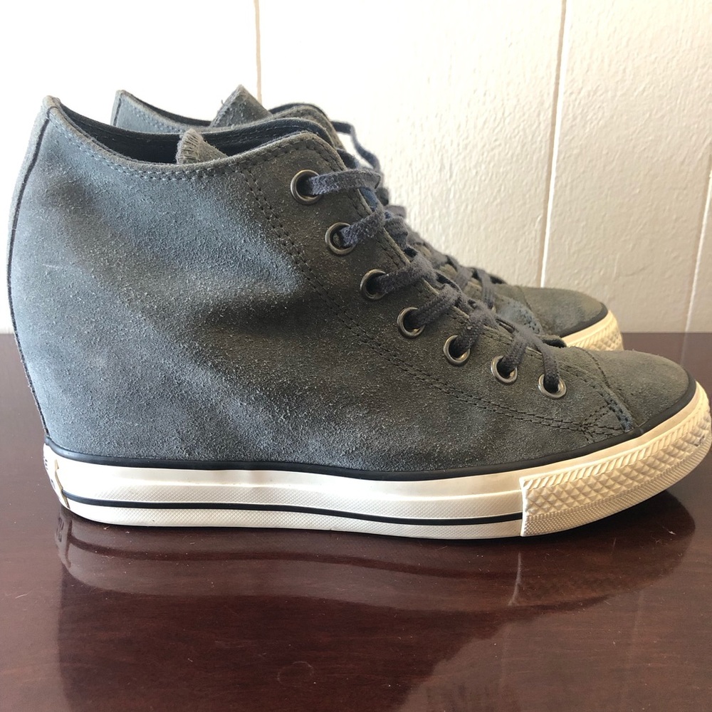 CONVERSE Sz 10 Wedge Heel High-Top Chuck Taylor’s Charcoal Gray